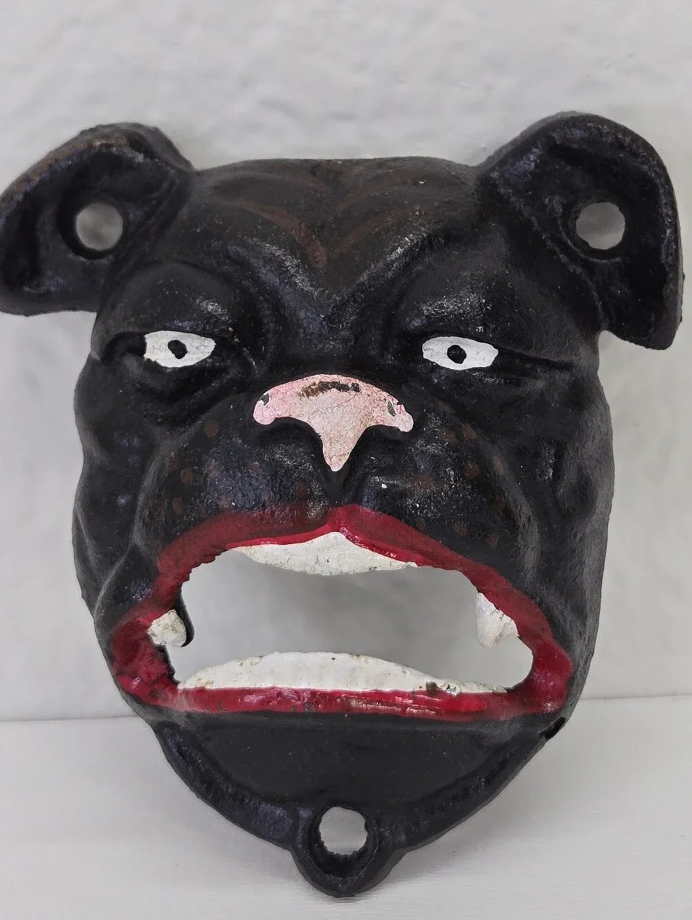 VTG Cast Iron Bulldog Wall Mount Bottle Opener Antique Finish Man Cave #3 brewer